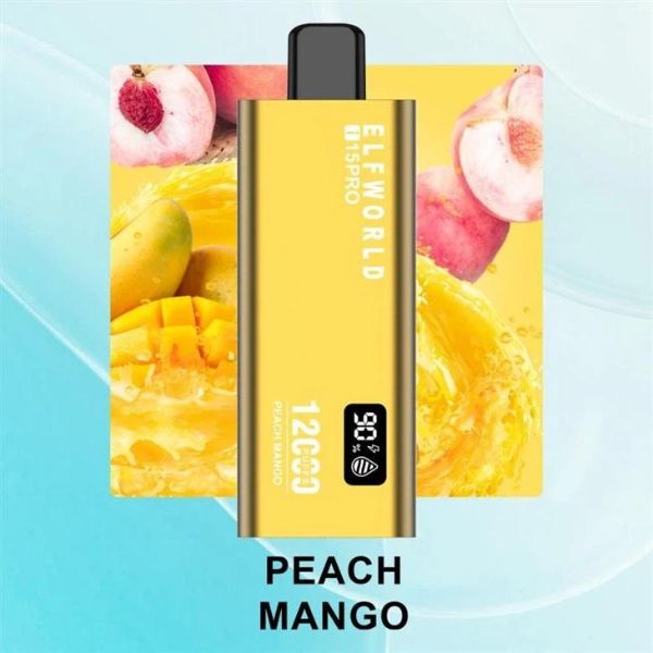 elfworld i15pro 12000 puffs disposable vape vapeandpuff peach mango
