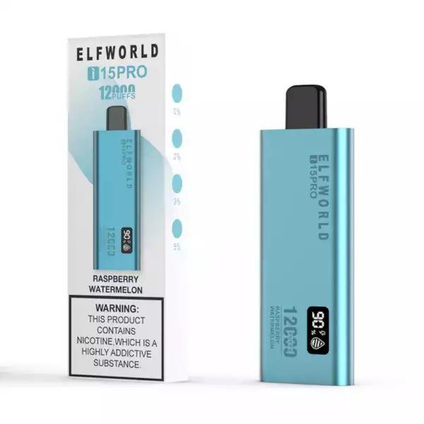 elfworld i15pro 12000 puffs disposable vape vapeandpuff raspberry watermelon