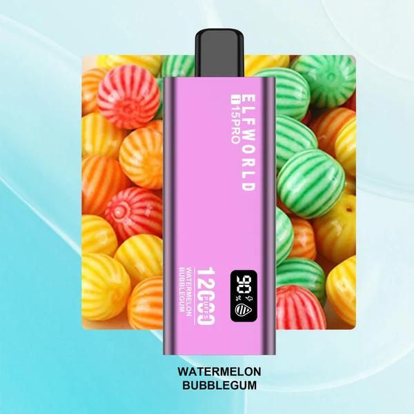 elfworld i15pro 12000 puffs disposable vape vapeandpuff watermelon bubblegum