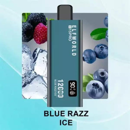 elfworld i15pro 12000 puffs disposable vape vapeandpuff blue razz ice