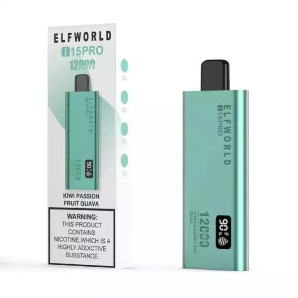 elfworld i15pro 12000 puffs disposable vape vapeandpuff kiwi passion fruit guava